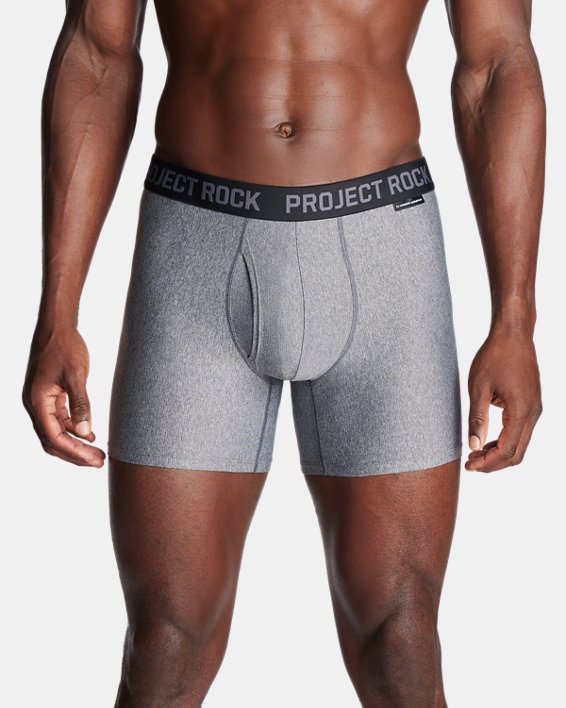 Men's Project Rock Performance Tech™ Mesh 5" 2-Pack Boxerjock® in Gray image number 0